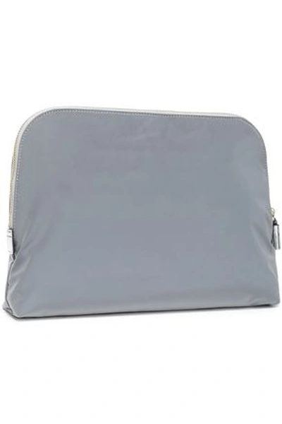 Shop Anya Hindmarch Woman Wink Lotion & Potions Metallic Leather-trimmed Reflective Shell Cosmetics Case  In Gray