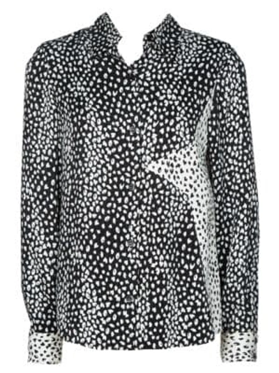 Shop Maje Cilia Leopard Star-embroidered Chiffon Blouse In Black