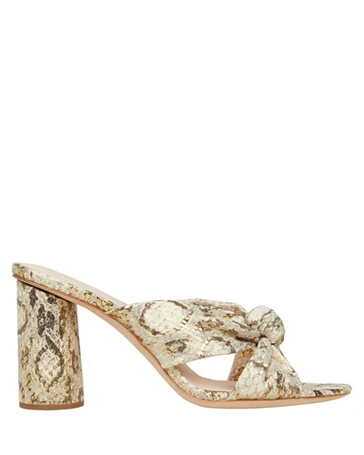 Shop Loeffler Randall Coco Knotted Leopard Lamé Slides In Grey