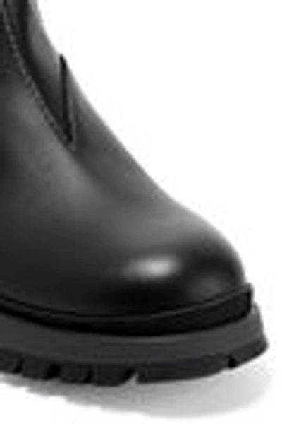 Shop Prada Woman Rodeo Neoprene-trimmed Leather Ankle Boots Black