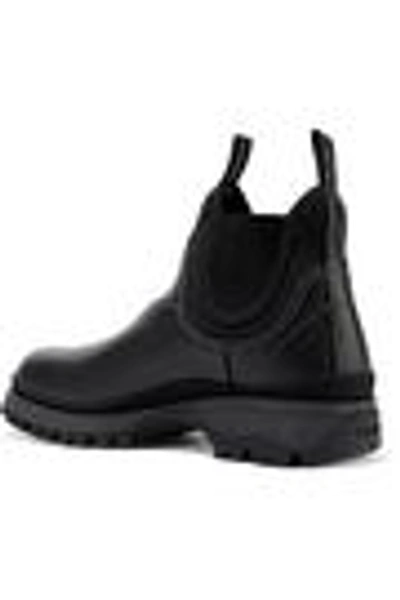 Shop Prada Woman Rodeo Neoprene-trimmed Leather Ankle Boots Black