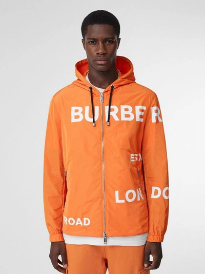 Shop Burberry Horseferry Print Nylon Hooded Jacket In Bright Orange