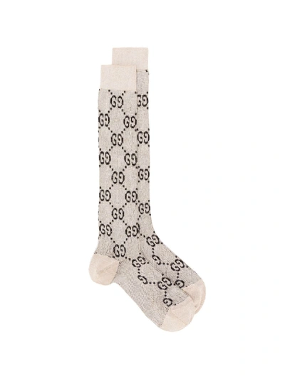 Shop Gucci Gg Logo Socks In Neutrals