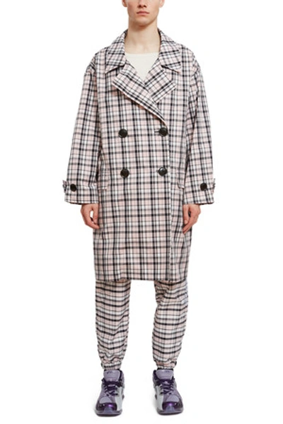 Shop Opening Ceremony Oversized Plaid Trench In Pale Pink Multi