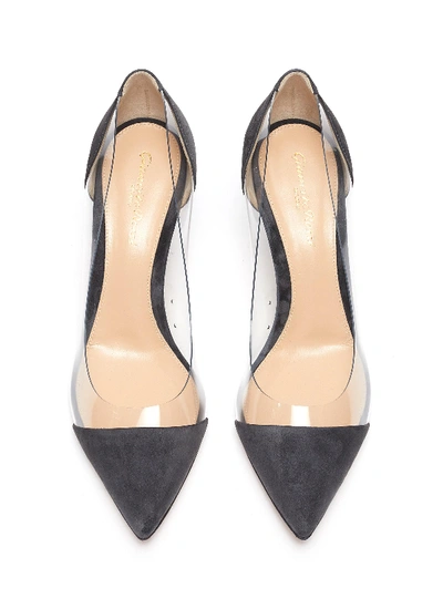 Shop Gianvito Rossi 'plexi' Pvc And Suede Pumps In Grey