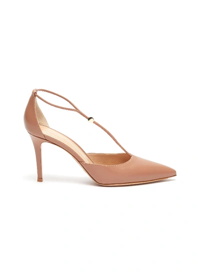 Shop Gianvito Rossi Toggle Strap Leather D'orsay Pumps In Praline