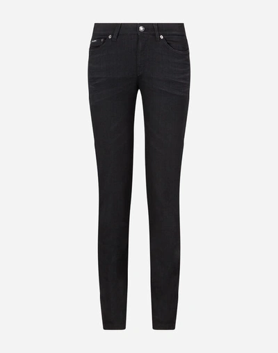 Shop Dolce & Gabbana Girly-fit Jeans In Stretch Denim In Black
