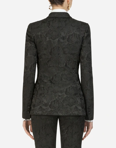 Shop Dolce & Gabbana Single-breasted Floral Jacquard Blazer In Black
