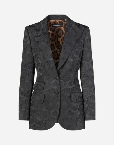 Shop Dolce & Gabbana Single-breasted Floral Jacquard Blazer In Black