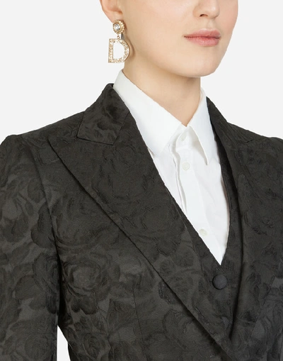 Shop Dolce & Gabbana Single-breasted Floral Jacquard Blazer In Black