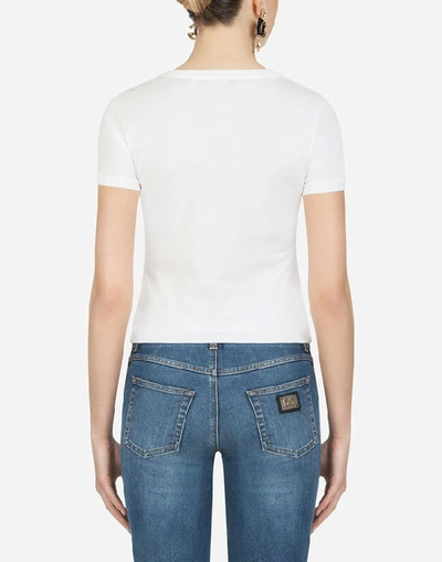 Shop Dolce & Gabbana T-shirt With Patches Of The Designers In White