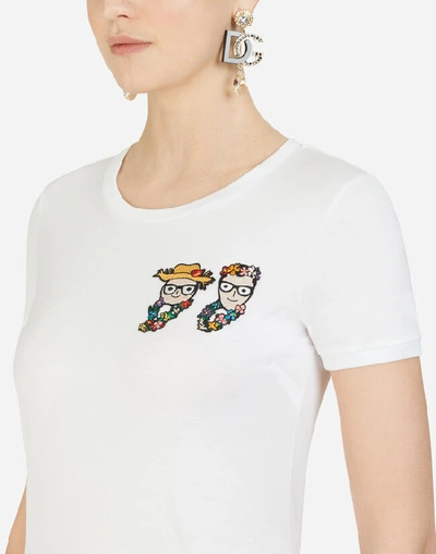 Shop Dolce & Gabbana T-shirt With Patches Of The Designers In White