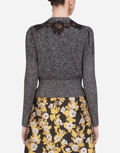 Shop Dolce & Gabbana Cashmere Sweater With Lace Details In Grey