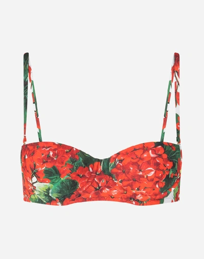 Shop Dolce & Gabbana Portofino-print Balconette Bikini Top In Floral Print