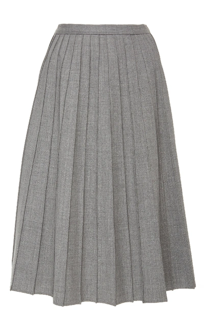 Shop Michael Kors Pleated Wool-stretch Skirt In Grey