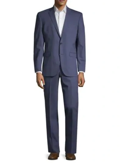 Shop Kenneth Cole Pinstriped Wool Blend Suit In Blue