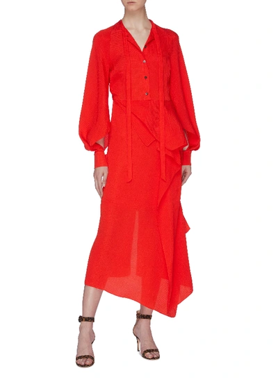 Shop Roland Mouret 'bocana' Asymmetric Drape Silk Jacquard Shirt Dress