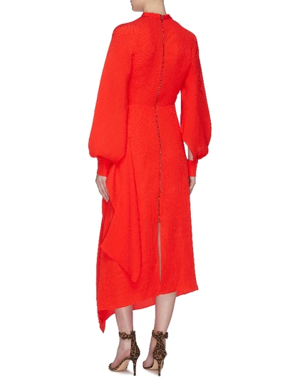 Shop Roland Mouret 'bocana' Asymmetric Drape Silk Jacquard Shirt Dress