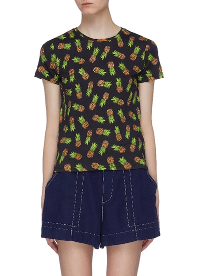 Shop Alice And Olivia 'rylyn' Bead Pineapple Print T-shirt In Multi-colour