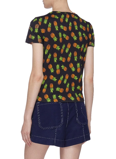 Shop Alice And Olivia 'rylyn' Bead Pineapple Print T-shirt In Multi-colour