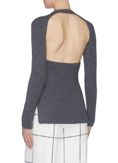 Shop Proenza Schouler Open Back Cutout Virgin Wool Rib Knit Sweater