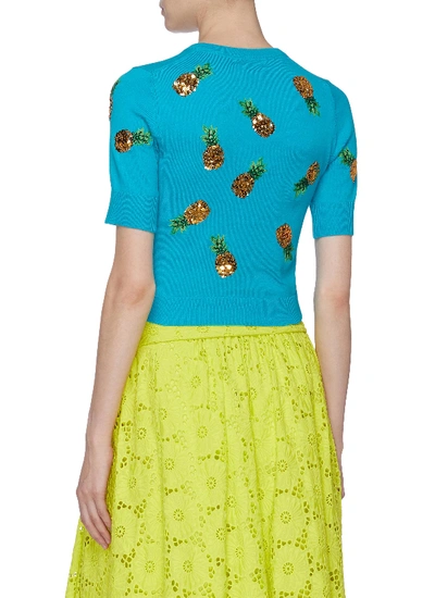 Shop Alice And Olivia 'brady' Sequin Pineapple Short Sleeve Cardigan