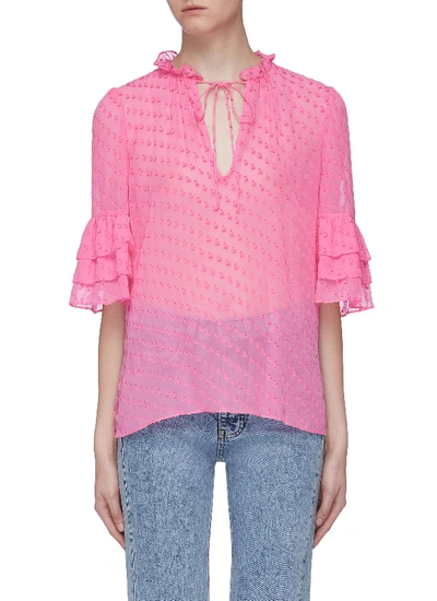 Shop Alice And Olivia 'julius' Tiered Cuff Geometric Fil Coupé Tunic Top