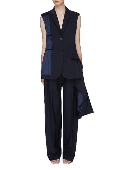 Shop Monse Lining Panel Asymmetric Drape Wool Blazer Vest