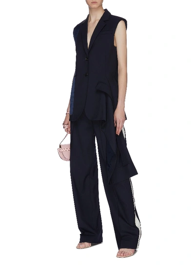 Shop Monse Lining Panel Asymmetric Drape Wool Blazer Vest