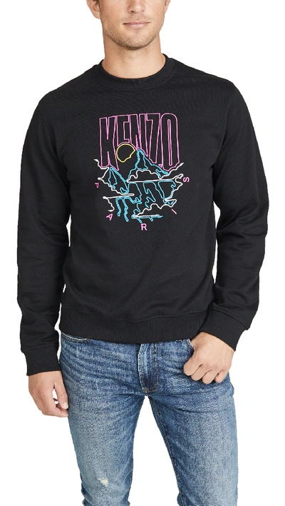Shop Kenzo Mountains Logo Crew Neck Sweatshirt In Black