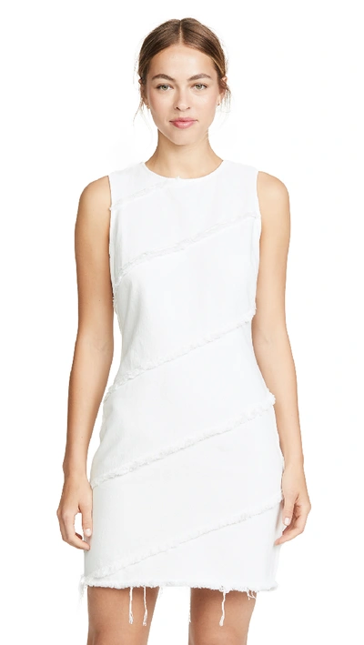 Shop Alexander Wang Diagonal Seamed Dress In Carpenter White