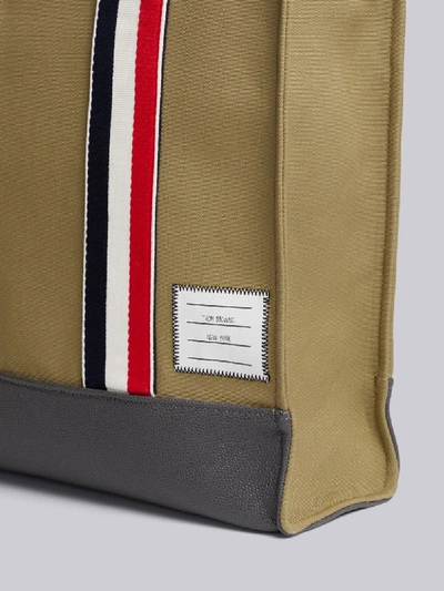 Shop Thom Browne Rwb Webbing Canvas Tote Bag In Neutrals