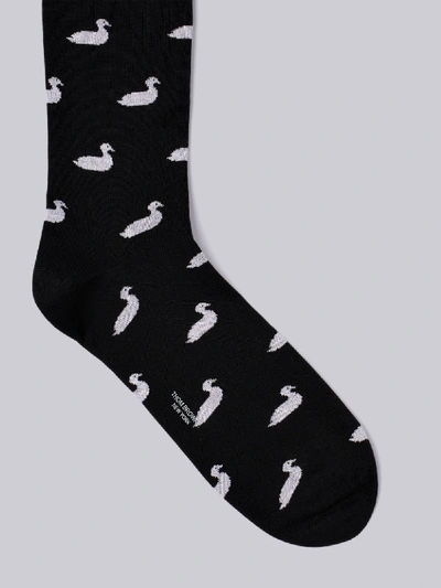 Shop Thom Browne Half-drop Duck Intarsia Socks In Black