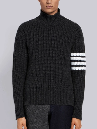 Shop Thom Browne Cardigan Stitch Cashmere Turtleneck In Grey