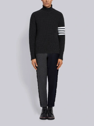 Shop Thom Browne Cardigan Stitch Cashmere Turtleneck In Grey