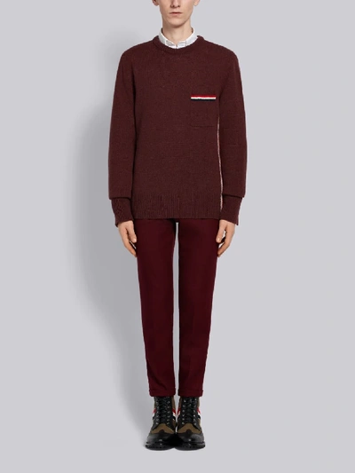Shop Thom Browne Relaxed Rwb Intarsia Stripe Pullover In Red