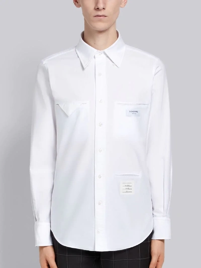 Shop Thom Browne Inside-out Rwb Stripe Oxford Shirt In White
