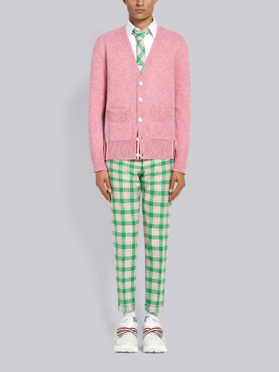 Shop Thom Browne Relaxed Rwb Intarsia Stripe Cardigan In Pink