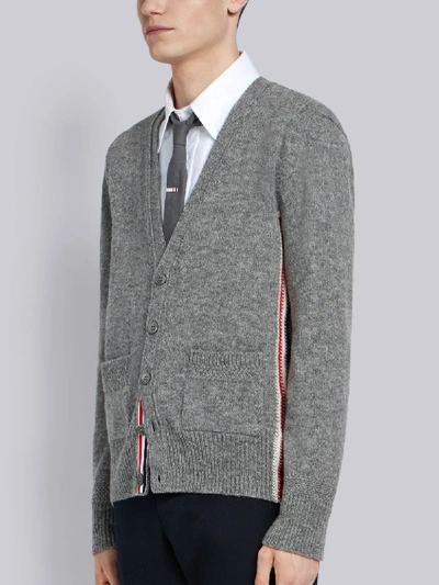 Shop Thom Browne Relaxed Rwb Intarsia Stripe Cardigan In Grey