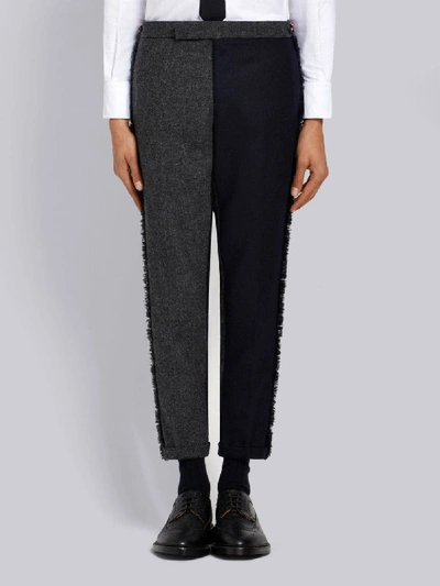 Shop Thom Browne Frayed Edges Skinny Trouser In Grey