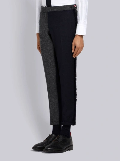 Shop Thom Browne Frayed Edges Skinny Trouser In Grey