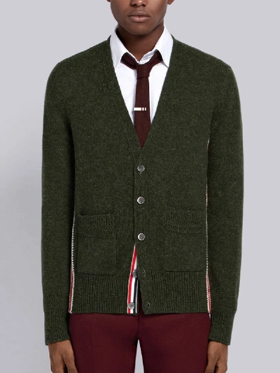 Shop Thom Browne Relaxed Rwb Intarsia Stripe Cardigan In Green