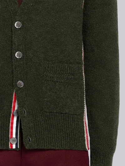 Shop Thom Browne Relaxed Rwb Intarsia Stripe Cardigan In Green