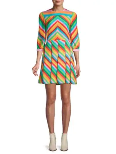 Shop Valentino Striped Silk Dress In Baiadera