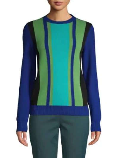 Shop M Missoni Colorblock Wool Sweater In Green