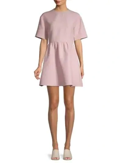 Shop Valentino Donna Short-sleeve Flare Dress In Blush