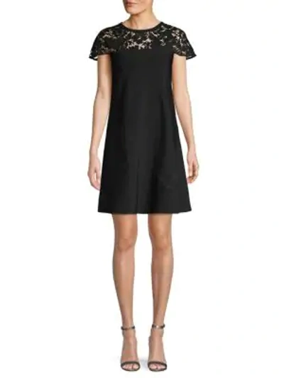 Shop Valentino Lace-yoke Butterfly Knit Dress In Nero