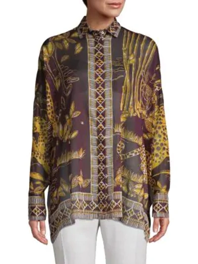 Shop Valentino Printed Button-down Shirt In Stamp Gia