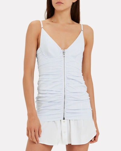 Shop Alexander Wang Ruched Pinstripe Camisole Dress In Multi