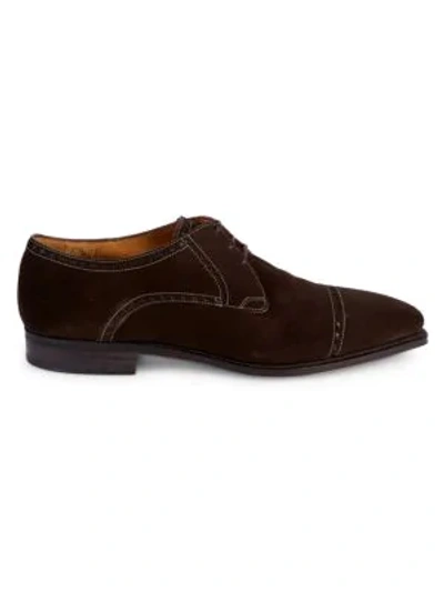 Shop Corthay Lace-up Suede Oxfords In Dark Brown